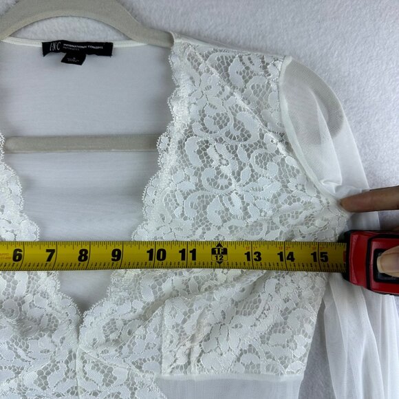 NWT INC Intimates Lingerie Sheer Lace Bodysuit White Cheeky Festival Size Small - Picture 10 of 14